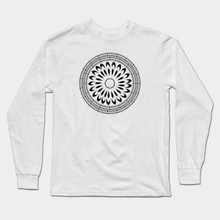 Aztec circle flower pattern black design Long Sleeve T-Shirt